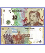 Argentina P360, 10 Pesos, Gen Belgrano / Juana de Padilla and Belgrano U... - €0,84 EUR
