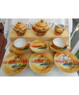 23 pc CHILDS TEA SET TREE IN THE MEADOW WINDMILL teapot creamer JAPAN TOY - £58.86 GBP