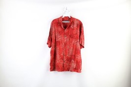 Vintage 90s Ocean Pacific Mens Medium Flower Collared Hawaiian Button Shirt Red - £31.50 GBP