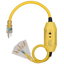 3 Ft Automatic Gfci Extension Cord Outdoor, 12/3 Gauge Extension Cord For Multip - £39.95 GBP