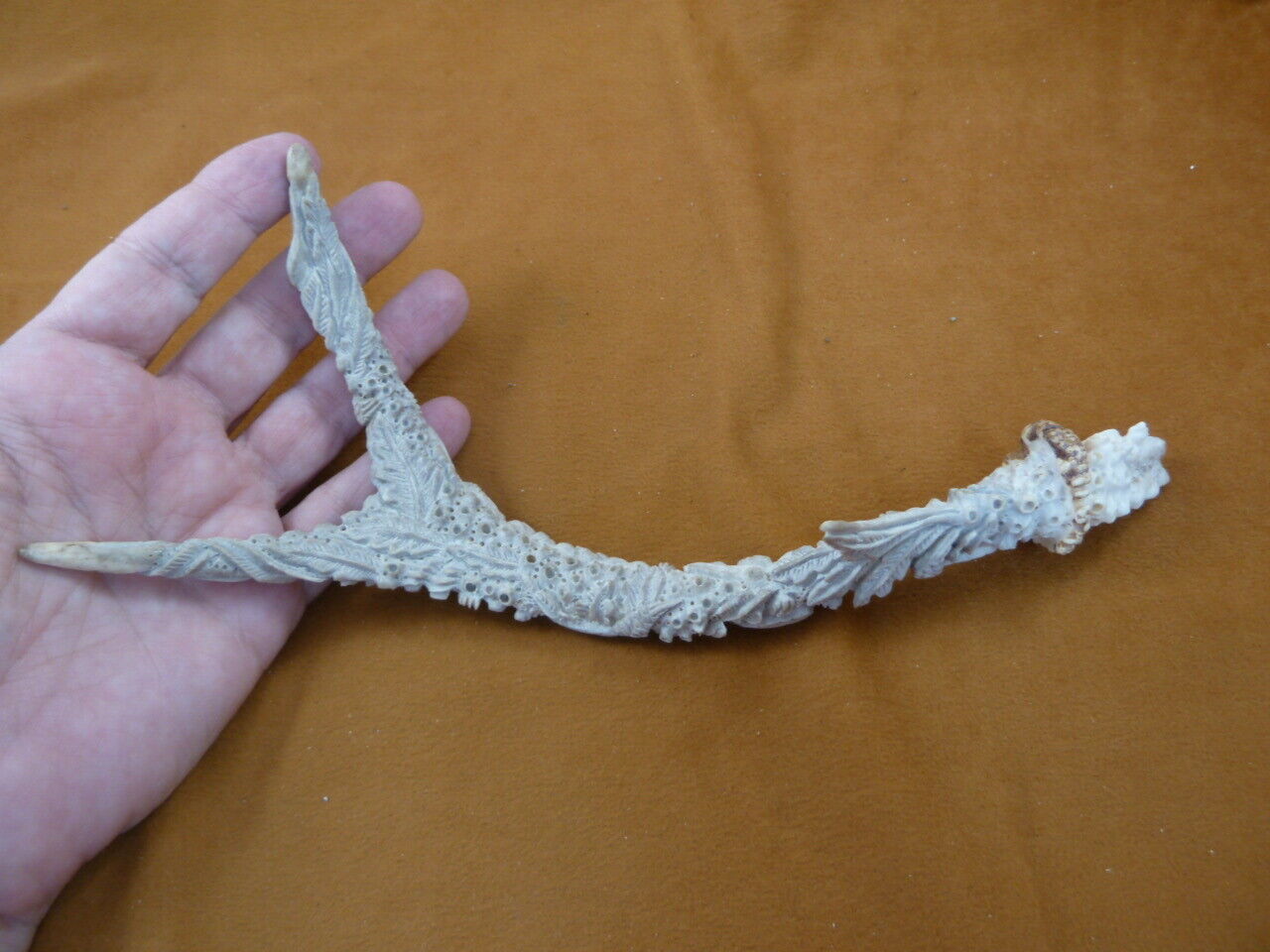 (TURT-SEA-30) Sea turtles + coral of shed ANTLER figurine Bali detailed carving Item image 2