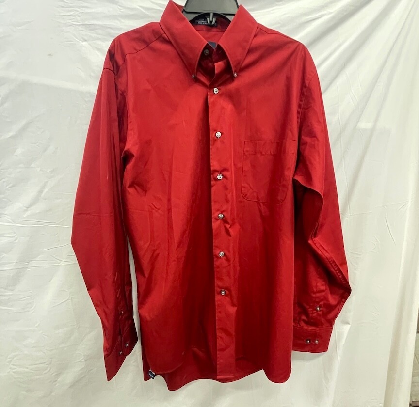 IZOD Silky Poplin Easy Care Red Men Dress Shirt Size 16.5 34/35 - $15.00