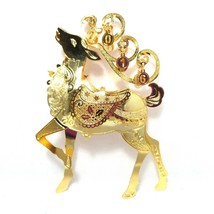 2016 Annual Fanciful Reindeer Danbury Mint Christmas Ornament 23k Gold Plated - £58.60 GBP