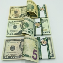 Prop Money 100 Pcs Mix $20,$10,$5 Double Sided Full Print That looks Real - £15.78 GBP