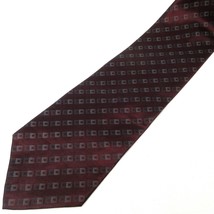 DKNY Silk Burgundy Tie with Double Squares Pattern 56&quot; x 4&quot; - £12.63 GBP