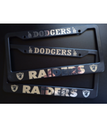 Set of 2 - Dodgers / Raiders Car License Plate Frames Black Plastic Auto... - $429.06 MXN