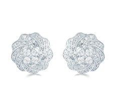 1/2ct tw Diamond Round Swirl Cluster Fashion Stud Earring in Sterling Silver - £75.75 GBP