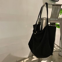 Large Corduroy Shoulder Shopper Bag for Women 2023 Cloth Fashion Korean Canvas G - £14.48 GBP