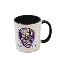 Blue Diamond Sugar Skull Mug White &amp; Black Ceramic 11 oz Coffee Tea - £7.78 GBP