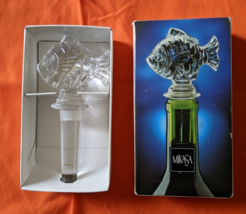 Mikasa Clear Cut Glass Bottle Stopper Nature's Catch Fish Design New in Box - $10.95