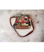 Sakroots Floral Boho Crossbody Brown Leather Messenger Bag Purse Peace - $1,035.93 MXN