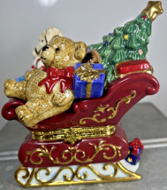 Christmas Gift Carriage Santa’s Sleigh Trinket Box Porcelain Collectible... - £33.11 GBP