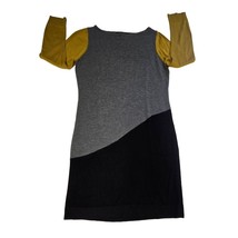 Jessica Howard Color Block Sweater Dress Medium 3/4 Sleeve Black Gray Yellow - $17.12