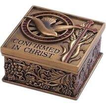Confirmed In Christ Dove Bronze Tone 2.75 x 2.75 Resin Stone Memory Trin... - $15.98