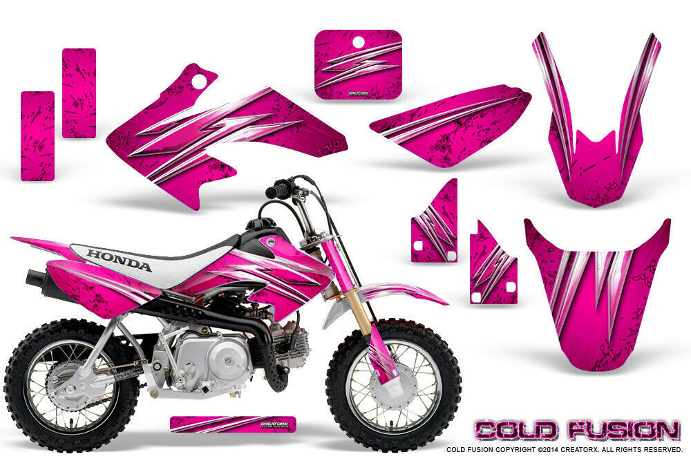 HONDA CRF 50 GRAPHICS KIT CREATORX DECALS STICKERS COLD FUSION PINK - $96.03