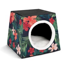 Mondxflaur Hibiscus Cat Beds for Indoor Cats Cave Bed 3 in 1 Pet House - £26.37 GBP