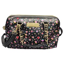 Betsey Johnson Shoulder Bag Womens Multi Black Leather Floral Adjustable... - $27.69