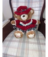 Vintage 1994 A TEDDY BEAR LANE Brown Girl Kmart Christmas Bear LG 18&quot; W/... - £11.08 GBP