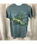 Aruba Lizard Front Back Design Teal Medium Graphic T-Shirt - $329.17 MXN