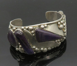 E&amp;C FIERRO NAVAJO 925 Silver - Vintage Amethyst Heavy Cuff Bracelet - BT8202 - £527.31 GBP