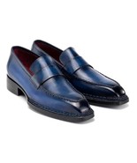 Paul Parkman Mens Shoes Blue Loafers Norwegian Welted Leather Handmade 8... - $14,461.81 MXN