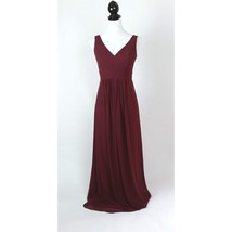 Bill Levkoff Maroon Maxi Dress Size 8 V Neck Sleeveless Floor Chiffon - £31.61 GBP