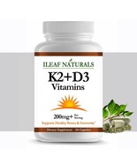 iLeafNaturals K2 + D3 Vitamins With BioPerine 200 MG - 60 Veggie Capsules - £15.52 GBP