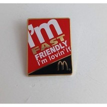 Vintage I&#39;m Fast Friendly I&#39;m Lovin&#39; It Rectangle McDonald&#39;s Employee Hat Pin - £8.01 GBP
