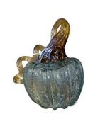 Blenko Amberina Crackle Hand Blown glass Blue And Gold Pumpkin  - $72.49 CAD