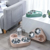 500ML Dog Bowl Cat Feeder Bowl With Dog Water Bottle Automatic Drinking Pet Bowl - £25.38 GBP