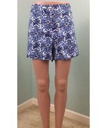 NWT Women&#39;s Milly For Design Nation White/Blue Print Sateen Shorts Sz 16 - £17.96 GBP