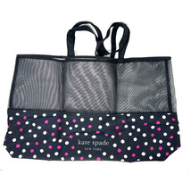 Kate Spade Large Dot Mesh Top Tote in Black with Pink &amp; White Polka Dots... - $28.71