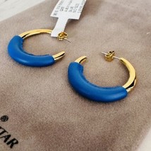 Alexis Bittar Retro Memphis 14K Yellow Goldplated Half-Hoop Earrings, Blue, NWT - £82.93 GBP