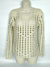 LS Laurie Women's Sweater Small Cream Scoop Neck Cut Out Long Sleeve - $21.68