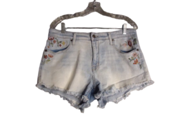 Mossimo Supply Co. Women&#39;s Size 14 Floral Embroidery High-Rise Denim Jean Shorts - £11.83 GBP