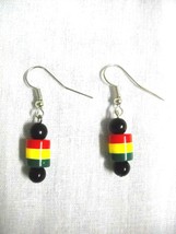 Reggae Music Rasta Colors Black Red Yellow and Green 3 Bead Islander Earrings - £5.56 GBP