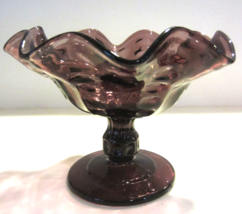 Vintage Fenton Amethyst Ruffle  Pedestal  Compote/Candy Dish - $18.29