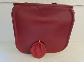 Vintage Red Saks 5th Avenue Paris Structured Leather Purse With Coin Purse 2 Pcs - £87.12 GBP