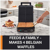 Krups Breakfast Set Stainless Steel Waffle Maker 4 Section 1200 Watts Sq... - £99.15 GBP