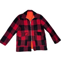 1970s Vintage L.L. Bean Buffalo Plaid Wool Coat Reversible Safety Orange L - $3,428.85 MXN
