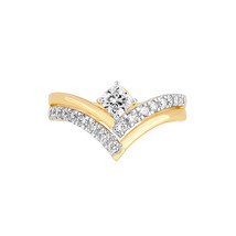 Dewberry 0.75 Ct Lab Grown Diamond Chevron Ring 14K Yellow Gold Women VVS-VS-FG - £683.44 GBP