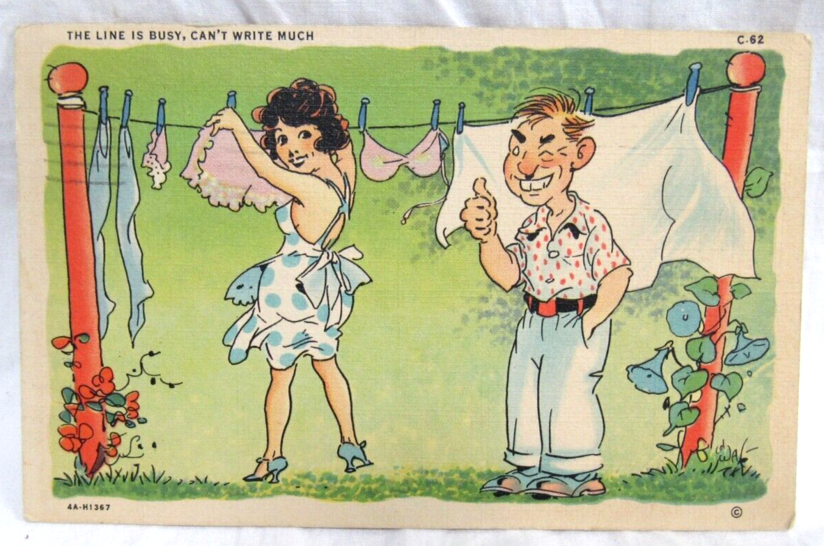 Primary image for 1937 Comic Postcard Curt Teich Linen Line Is Busy Cant Write Much C62 A-H1367