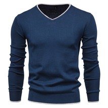 Autumn Sweaters Men Pullover Spring Cotton V-Neck Solid Slim Sweater Jumpers Mal - £70.72 GBP