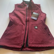 Carhartt Women Burgundy Cranberry Soft Shell Mock Neck vest zipper XS regular - £57.13 GBP
