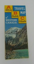 1955 Alberta British Columbia of Western Canada ABC Map, RARE VINTAGE - £19.44 GBP