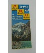 1955 Alberta British Columbia of Western Canada ABC Map, RARE VINTAGE - $33.95 CAD