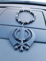 Singh kaur punjabi sikh black khanda pendant car rear mirror hanging mal... - £16.92 GBP