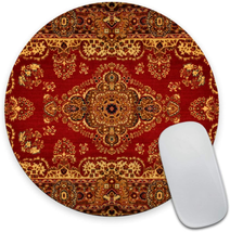 Circular Mouse Pad Rug Mousepad Red Mouse Mat Persian Carpet Mousepad Desk Acces - £9.32 GBP