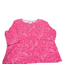 Quaker Factory Women’s Plus Size 1x Pink Floral Rhinestone Top 3/4 Sleev... - $26.00