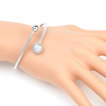 Silver Tone Wrap Bangle Bracelet With Swarovski Style Crystals - £21.92 GBP